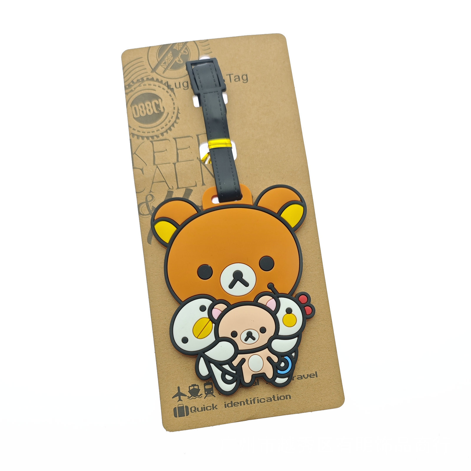 Creativo lindo oso negro y blanco fácil oso tarjeta de embarque de silicona maleta de viaje colgante de remolque tarjeta