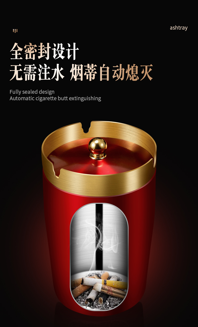 Stainless Steel Car Ashtray with Lid Car-mounted Special Ashtray with Lid Funnel Windproof Personalized Internet Celebratory High-end Living Room