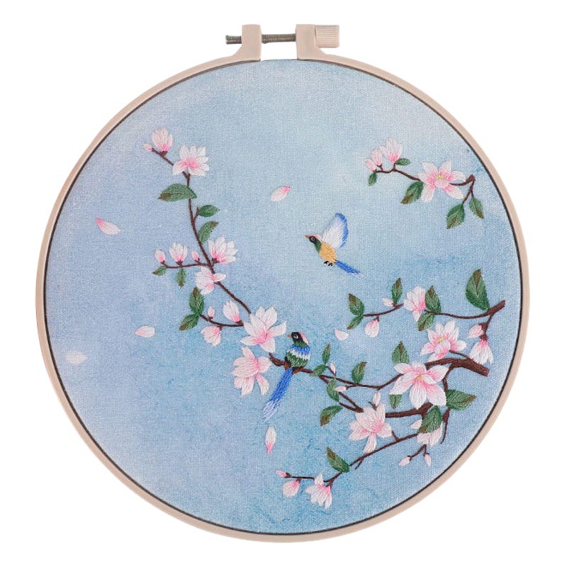 Suzhou bordado de seda bordado hecho a mano bricolaje producción principiante material paquete estilo antiguo ventilador redondo blanco estilo europeo