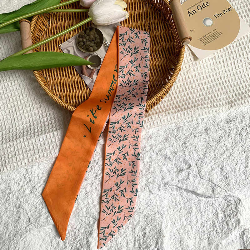 Bufanda de seda, banda larga, sentido de alta gama, una variedad de coloridos y románticos bolsos de atar flores, cintas para el cabello, cintas para el cabello