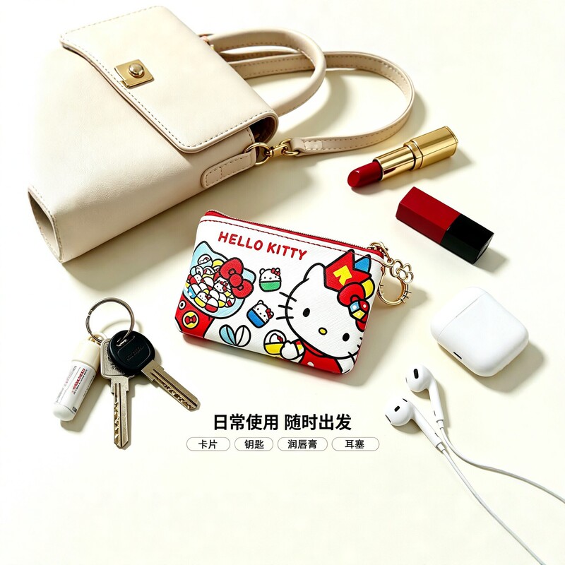 Hello Kitty Coin Purse Card Holder Mini Zipper Storage Bag Cute Cartoon Coin Purse for Girls Compact Hello Kitty Coin Purse Card Holder Mini Zipper Storage Bag Cute Cartoon Coin Purse for Girls Compact