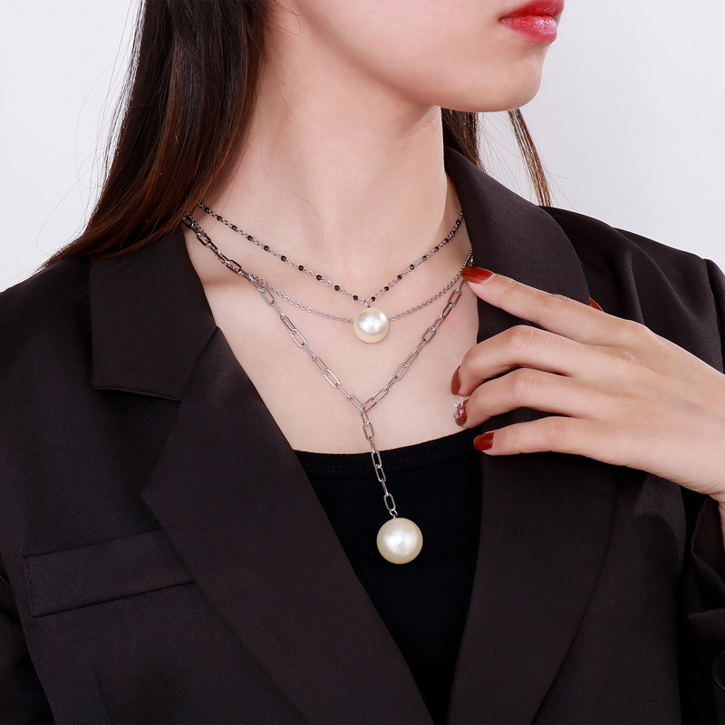 Fashion Geometric Stainless Steel Layered Necklaces Stainless Steel Necklaces_colorza_9