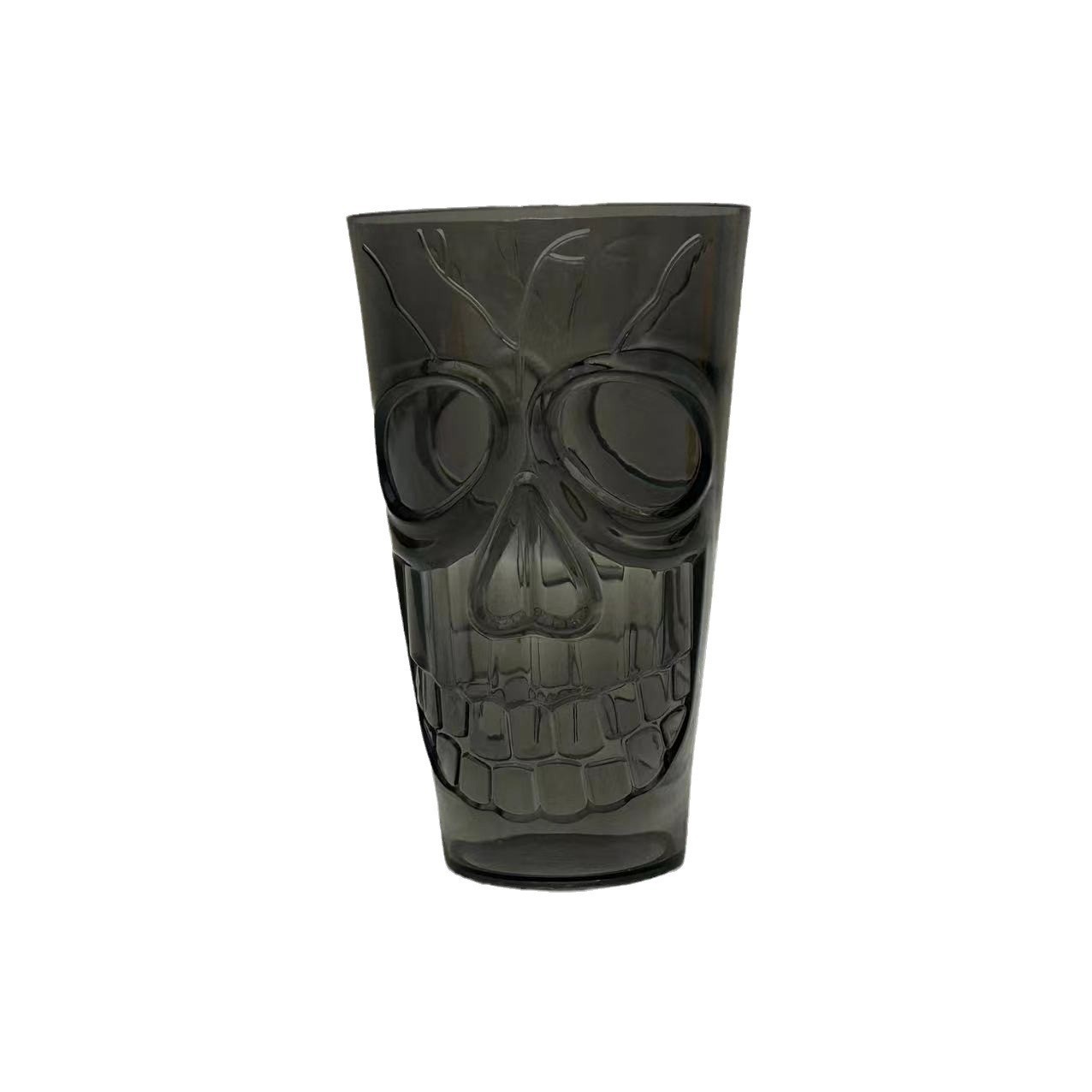 厂家直销万圣节复活节黑色塑料骷髅头杯子酒吧创意透明啤酒马克杯