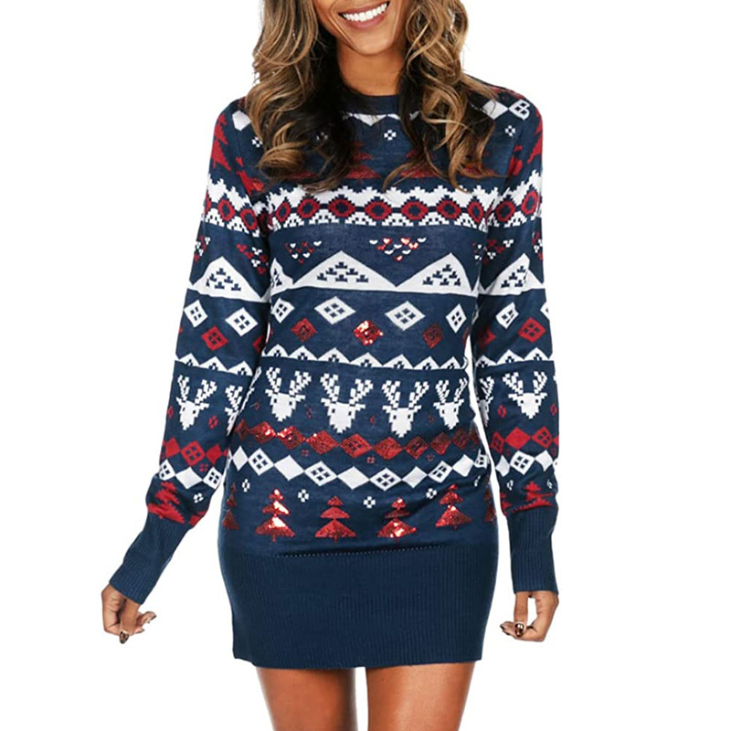 2024 popular UglySweater festival de navidad ChristmasSweater cuello redondo prendas de punto femenino