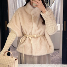 韩国东大门女装时尚水貂毛皮外套 蝙蝠袖宽松毛毛韩版马甲