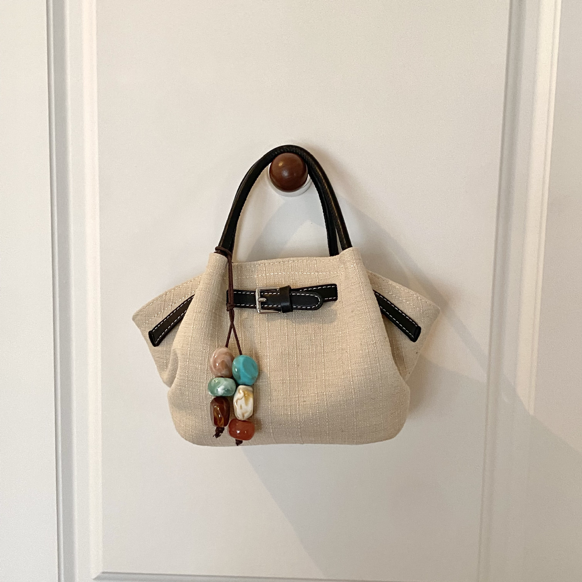 Bolsa de cestas de color transfronterizo estilo extranjero moda lino bolsa de cubo de moda simple ocio diario mochila de hombro