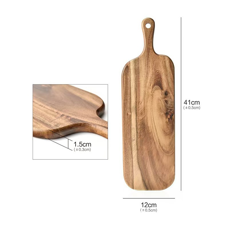 Tablero de cortar de madera de acacia Tablero de cortar de madera maciza Tablero de cortar de frutas y verduras Tablero de cortar Tablero de cortar con mango de madera de acacia Tablero de cortar pizza Tablero de bistec