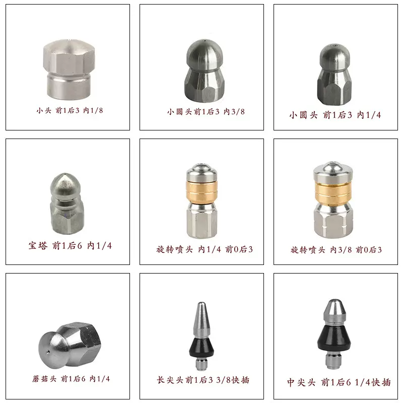 高压清洗机配件水老鼠高压冲洗前一后三疏通下水道旋转清洗喷嘴