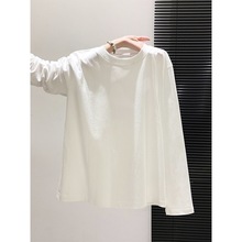 舒适纯棉白色T恤女春秋冬加绒内搭上衣正肩长袖基础款百搭打底衫