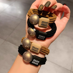 韓版新款氣質珍珠字母發圈女簡約百搭馬尾扎丸子頭皮筋發繩頭飾