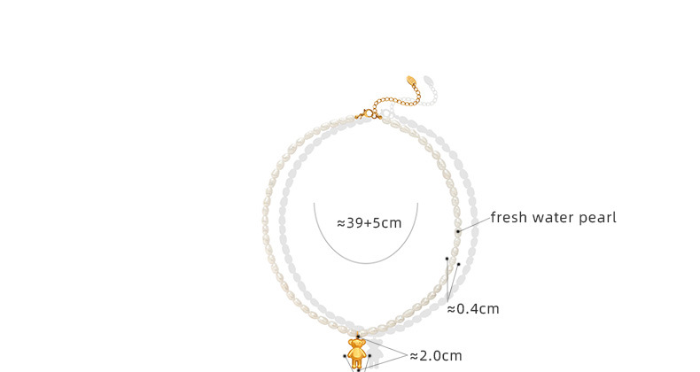 Fashion Baroque Pearl Necklace Women's Titanium Steel Gold-plated Bear Pendant Clavicle Chain display picture 1