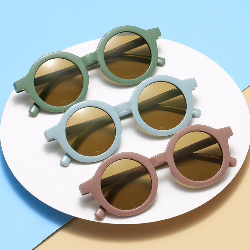 2022 new cute round frame children's sunglasses baby decorative anti-ultraviolet sunglasses boys and girls glasses tide
