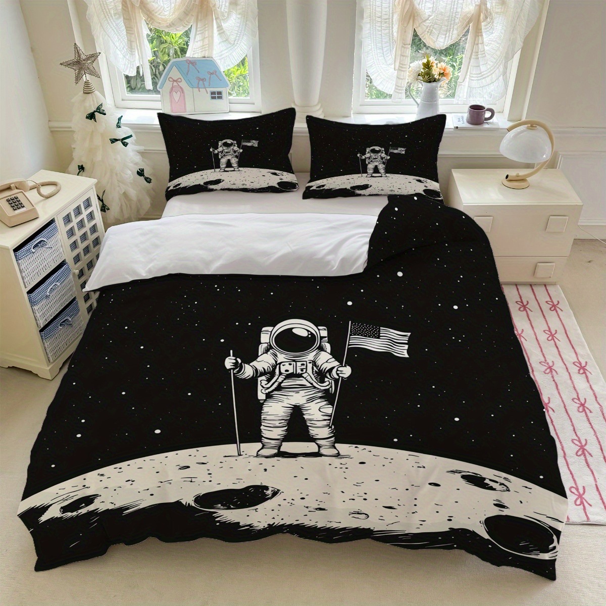 Transfronterizo textil doméstico astronauta suave impresión digital abrasión quilt kit fuente soporte de fábrica TEMU / JIT