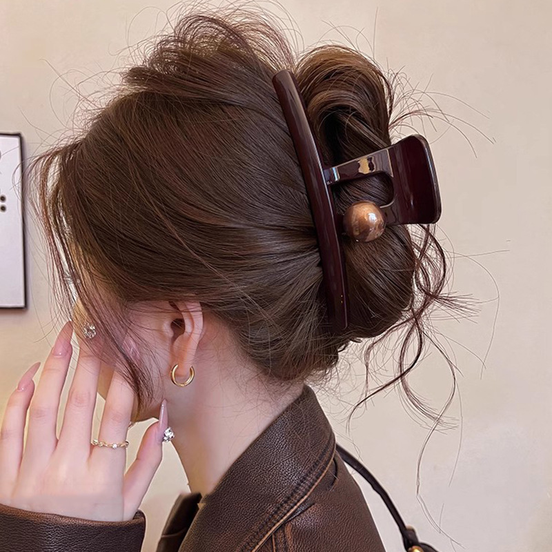 158호 초콜릿 브라운】펄볼 클립 (13cm)