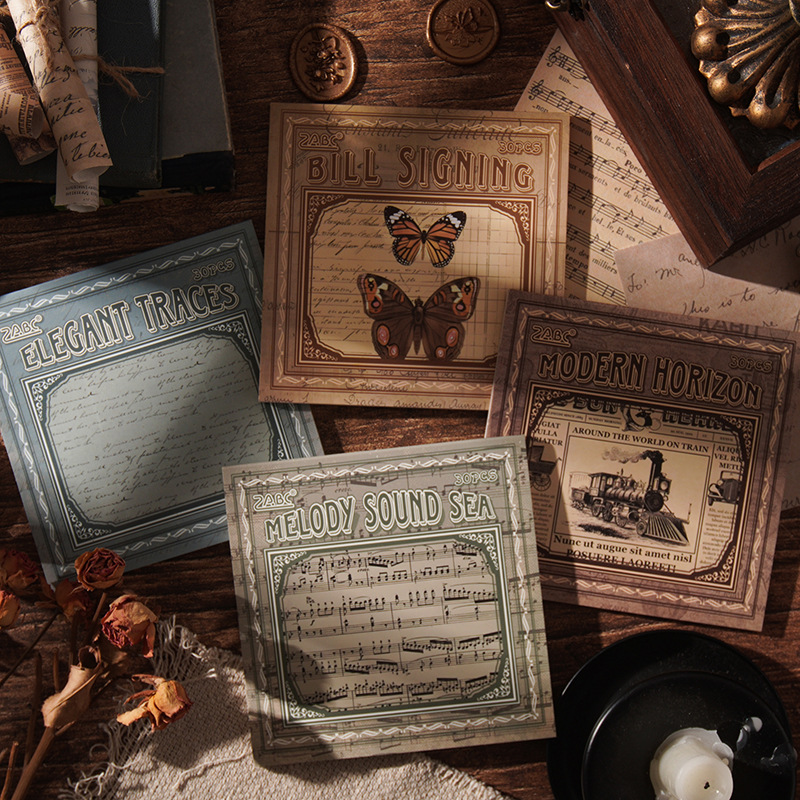 Libro de estilo europeo Rima Retro Material de cuenta manual Papel de bricolaje Material de decoración de paisajismo Material de cuenta manual de mensaje no pegajoso