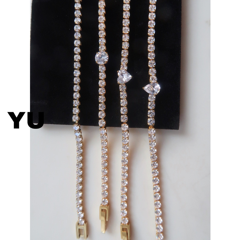 Yuyu Tennis Bracelet Stainless Steel Love Water Drop Round Bracelet Gold and Silver Bracelet 5A Zircon Shiny Cross-Border Asia Yuyu Tennis Bracelet Stainless Steel Love Water Drop Round Bracelet Gold and Silver Bracelet 5A Zircon Shiny Cross-Border Asia
