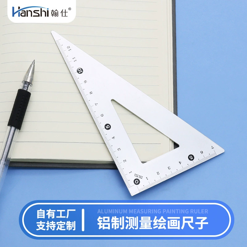 Производитель поставляет один аксессуар из алюминиевого сплава 90 градусов с прямым углом треугольной линейки Студенческий инструмент для рисования треугольной пластины