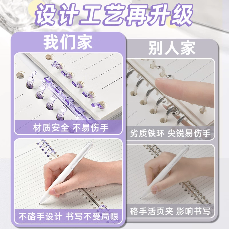 Loose-Leaf Notebook A5/A4/B5, Gradient Cover, Tear-Off 60 Sheets, Student Spiral Notebook