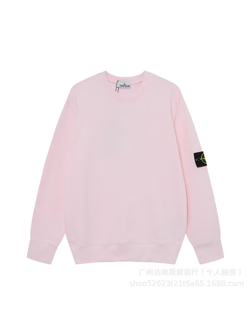 跨境 正确版经典石头Stone猴子岛纯色圆领徽章长袖套头卫衣男女款
