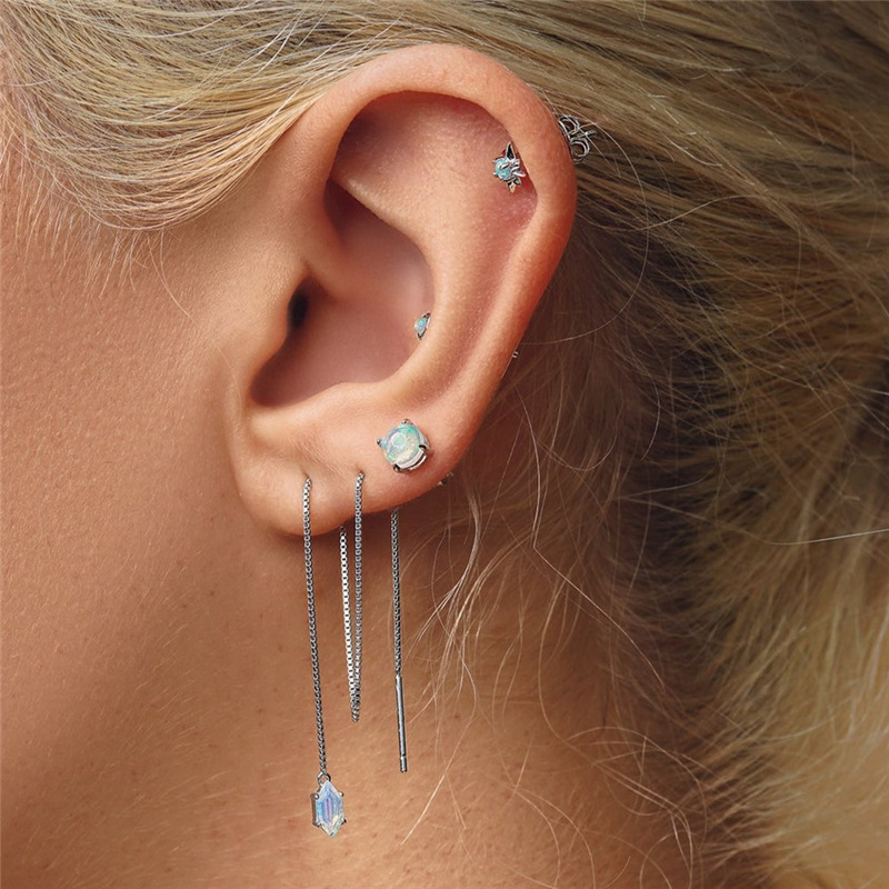 2g Weight Ear Studs Classification 1 Pair Quantity Daily Occasion 925 Sterling Silver Material Geometric Pattern Women's Gender Plating Design Simple Style Style 1 Pair 925 Sterling Silver Geometric Ear Studs 23