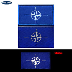 NATO patch embroidery laser-cut reflective NATO flag patch badge hook and loop fastener