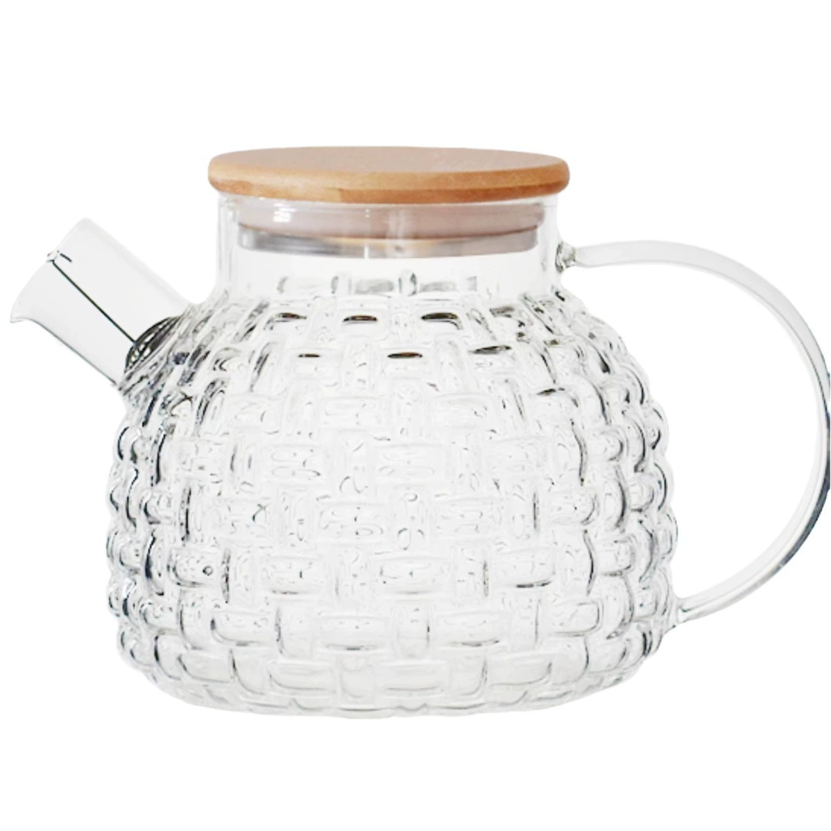 Glass woven capacious transparent teapot