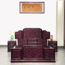 赞比亚紫檀新中式实木双人床简约轻奢高档储物床卧室婚床红木家具