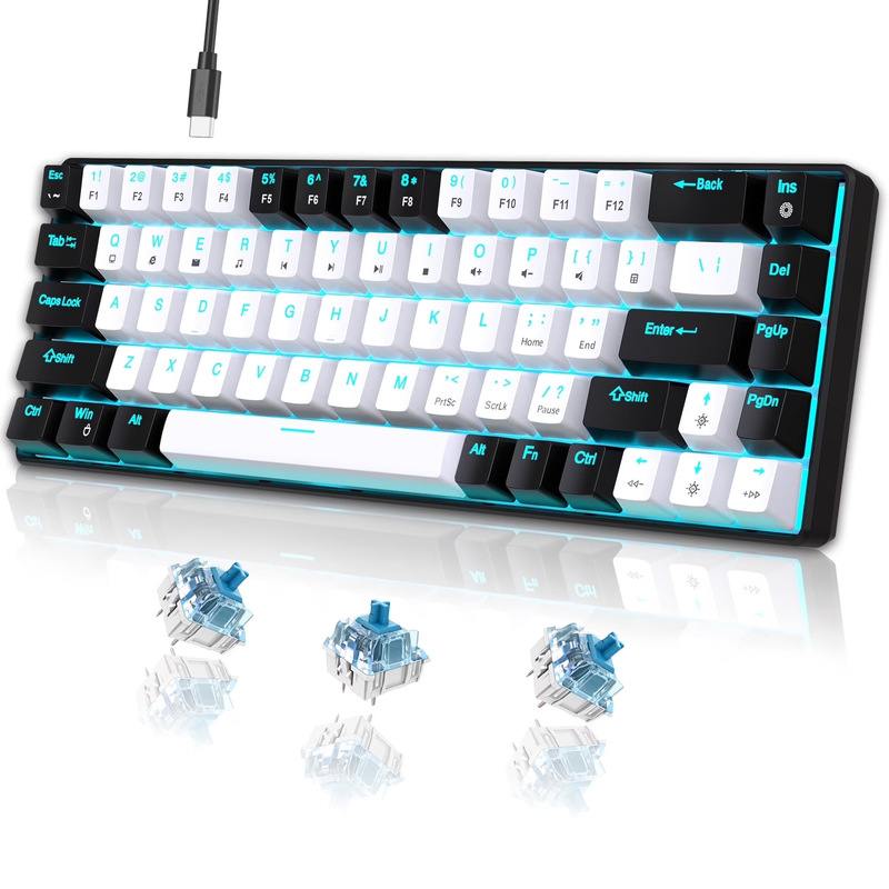 68 key 60% keyboard customized color matching key cap RGB mechanical keyboard MINI suit plug-in green axis ice blue disc 68 key 60% keyboard customized color matching key cap RGB mechanical keyboard MINI suit plug-in green axis ice blue disc