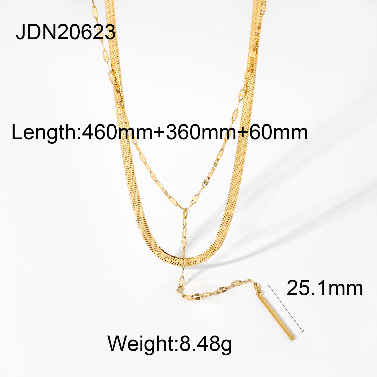 Simple Stainless Steel Double Snake Chain Rope Necklace Wholesale Nihaojewelry display picture 6