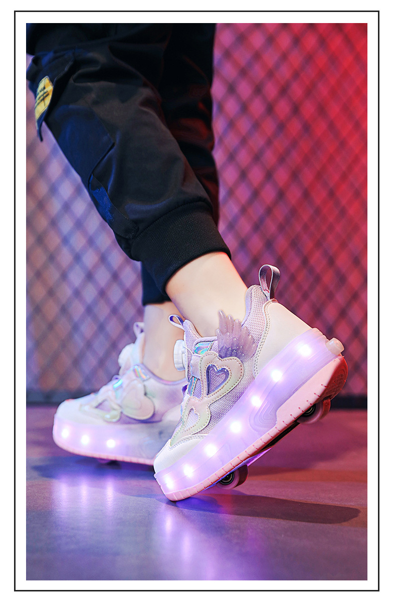 Leuchtendes Gehen für Mädchen mit hohem ästhetischem Wert, Mesh-Sportschuhe für Mittelschulkinder, Schüler-Doppelrolle_voghion.com