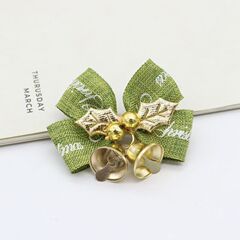 新款麻布蝴蝶结挂件圣诞树挂饰DIY铃铛圣诞节日布置场景装饰品
