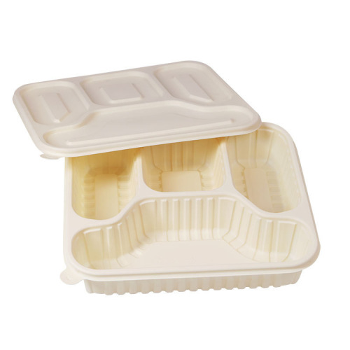 Degradable Corn Starch Dinner Plate Round Takeaway Packing Box Light Meal Box Salad Box Disposable Eco-Friendly Dinner Plate
