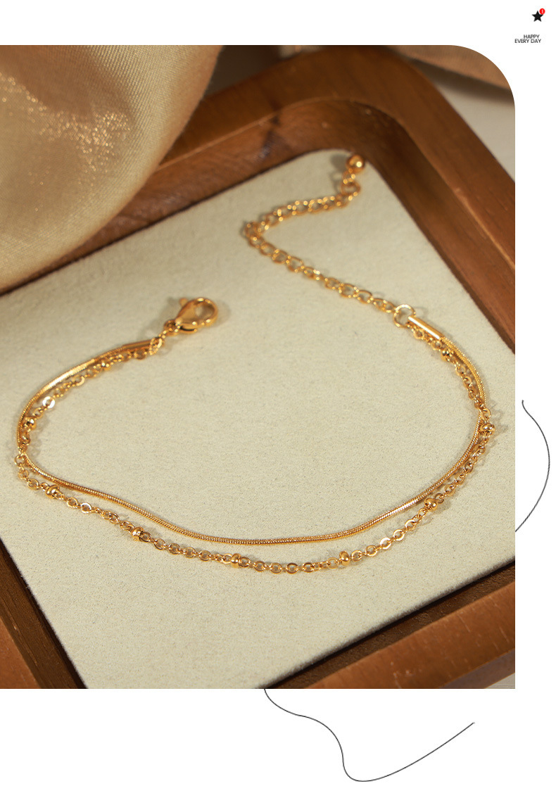 304 Stainless Steel Material Solid Color Pattern Women's Gender PVD Coated Real Gold Plated Solid Color Titanium Steel Casual Simple Style Waterproof Non Tarnish Titanium Steel Bracelets