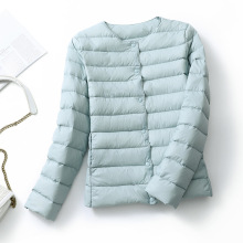 跨境羽绒服女轻薄短款内穿内搭时尚韩版修身轻便白鸭绒V无领外套