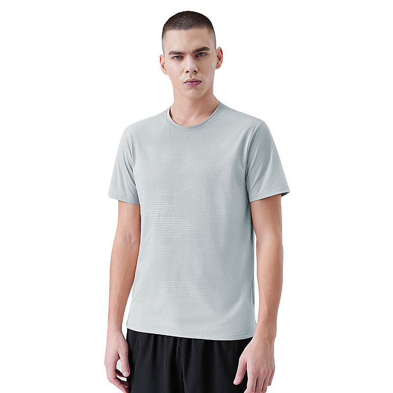 Primavera y verano, camiseta de cuello redondo de manga corta de secado rápido, delgada y ligera, camiseta de manga corta de secado rápido, camiseta deportiva al aire libre, camiseta de media manga de hielo