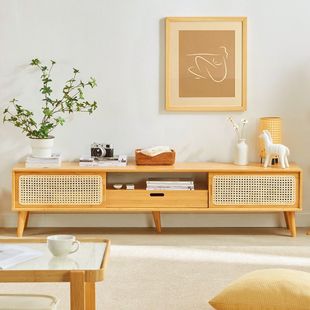 Rattan Coffee Table Tv Cabinet Combination Small Apartment Simple B&B Storage Floor-Standing Storage Cabinet New Style