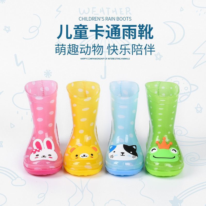 Rain Boots for Kidsren and Babies, Cute Waterproof Anti-Slip Water Shoes, Floral Cartoon Cartoon Men and Women, Wear-Resistant, Lightweight and Cotton Rain Boots