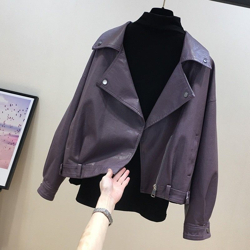 Plus Size Women's Leather Baseball Jacket Korean Style Early Autumn New Loose Slimming Jacket Trendy Top