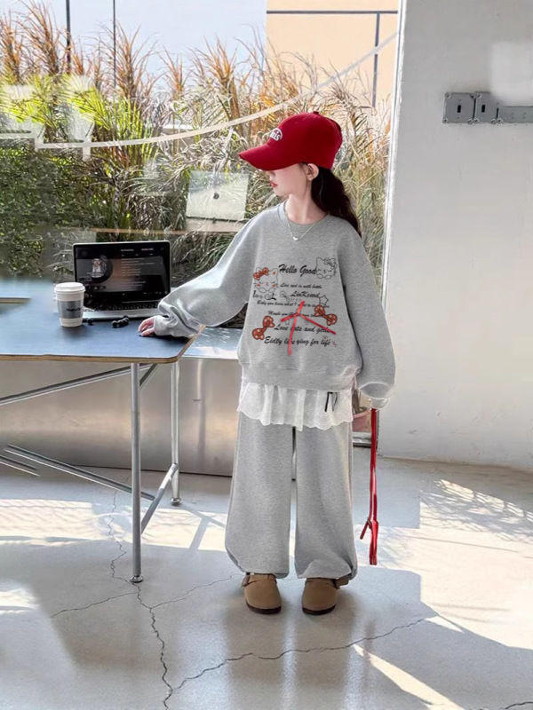 女童套装2025春季新款中大童韩版洋气华棉卫衣卫裤套装儿童时尚|undefined