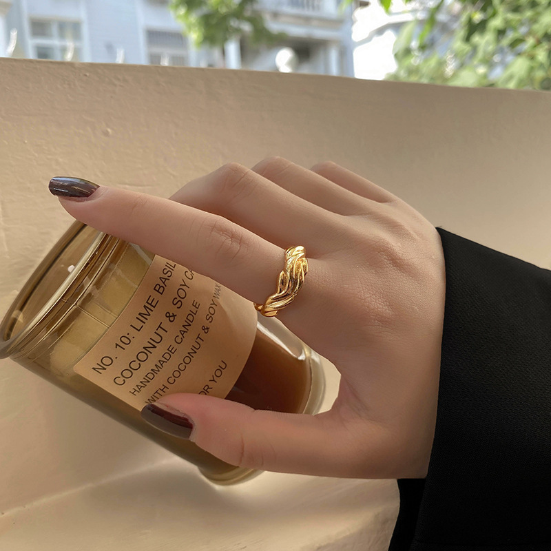 Korean fashion wave pattern index finger ring simple design geometric opening ring