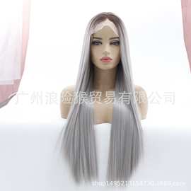 新款欧美假发13X4网红前蕾丝发套 棕色长直发一 件代发 Lace wigs