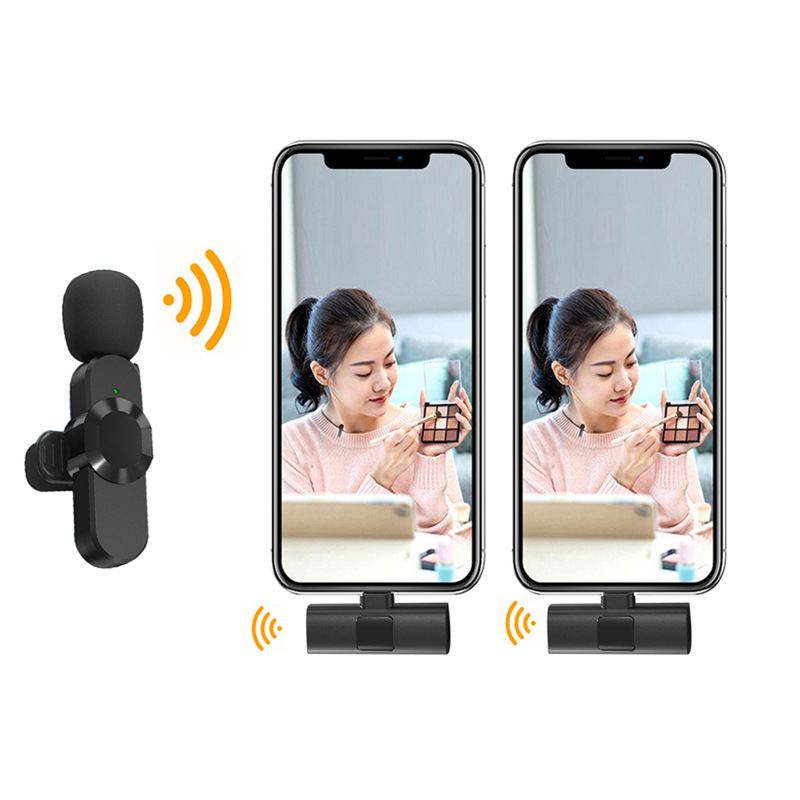 Micrófono de transmisión en vivo transfronterizo micrófono de reducción de ruido de radio micrófono de transmisión en vivo equipo de transmisión dos arrastrar un micrófono de clip de cuello inalámbrico