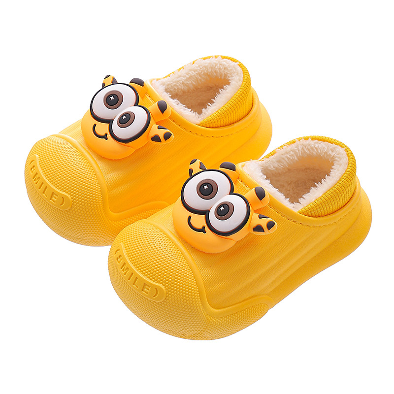 Bolsas de invierno para niños, zapatos de algodón para niños y niñas, zapatillas de algodón cálidas, impermeables y antideslizantes para niños pequeños, lindas zapatillas de algodón caseras para niños pequeños