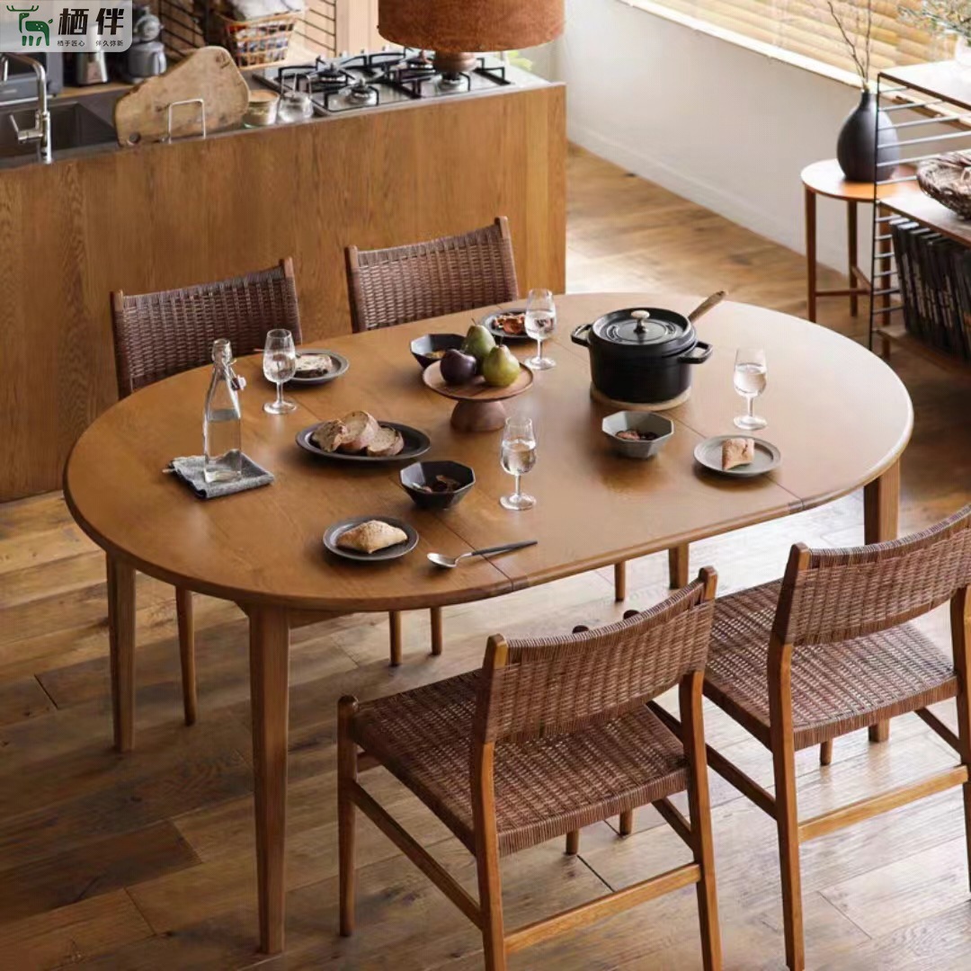 All Solid Wood Dining Table, Retractable Round Table, Household Folding Deformable Table, Small Apartment, Square and Round Dual-Purpose Round Table