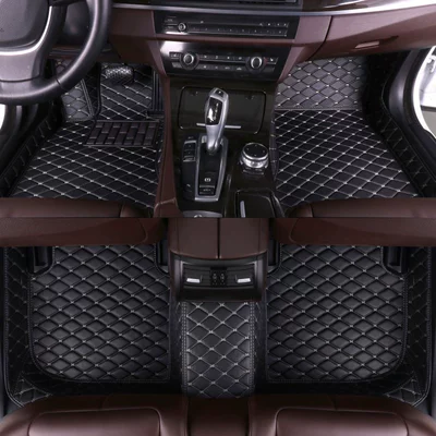 Suitable for Toyota la la reling Camry Ruizhi Crown Asia long Rong Fang RAV4 fully surrounded car foot mat (Modelə uyğun ayaqaltı) - five-seat-car-foot-mat-black-gold-bow