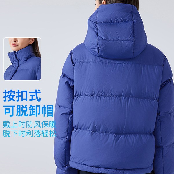 Otoño e invierno 2025 nueva chaqueta de plumón térmica de cuello doble puerta chaqueta de plumón casual femenina con capucha impermeable y resistente al viento