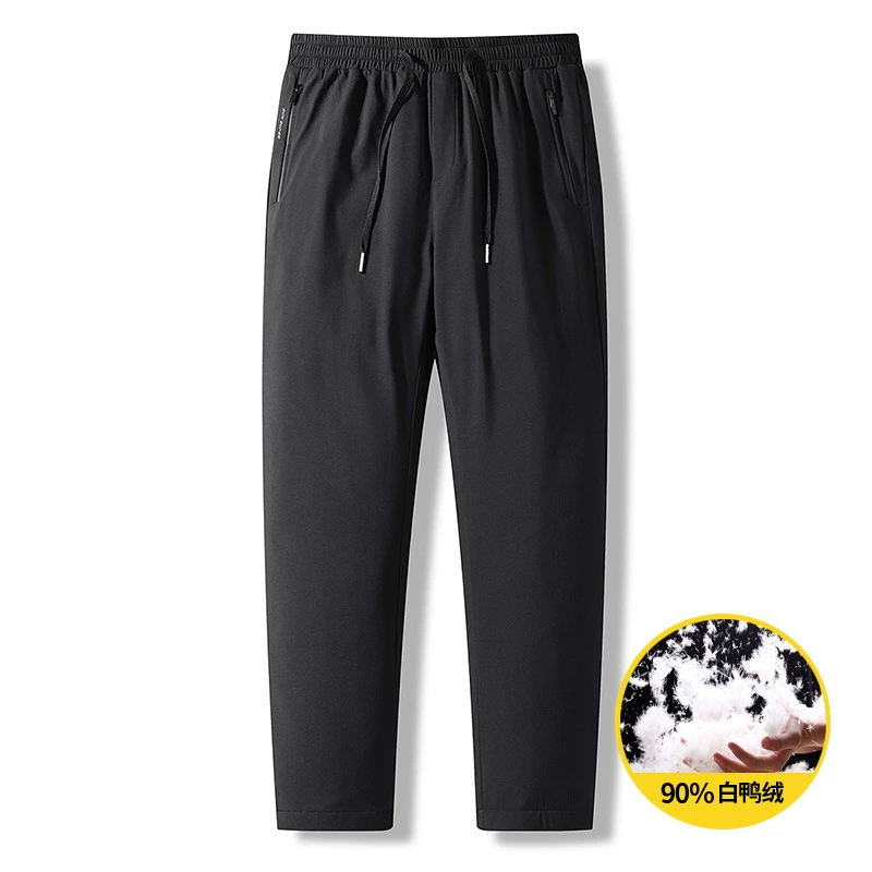 Зимние брюки 2024 года, новая модель, 90% белый утиный пух, мужские, свободного кроя, больших размеров, утолщенные, теплые пуховые брюки