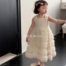 女童连衣裙儿童夏装2025新款白色洋气蓬蓬公主裙宝宝生日裙子礼服