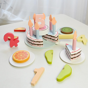 Children's wooden birthday cake cutting music boys and girls play house birthday gift