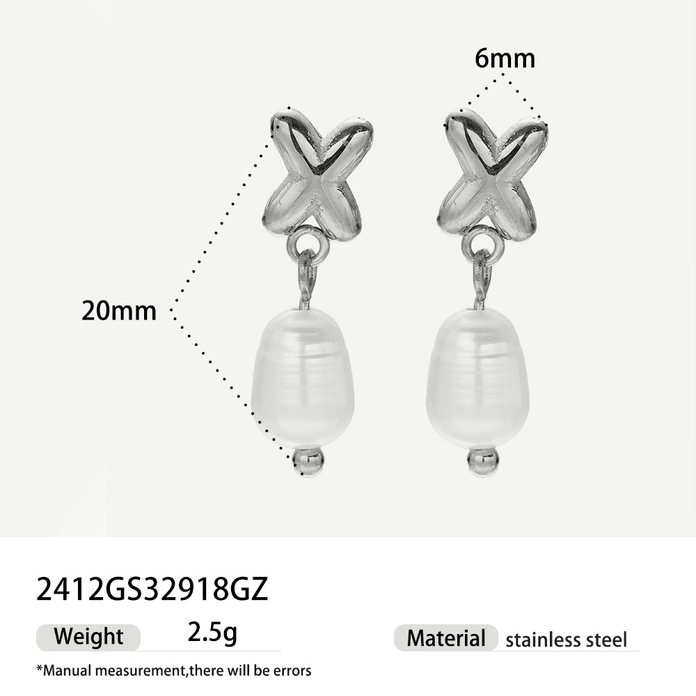 Alta europa y americana de acero inoxidable pendientes de perlas de alta calidad nicho simple joyería de acero de titanio letras pendientes de oro y plata mujeres